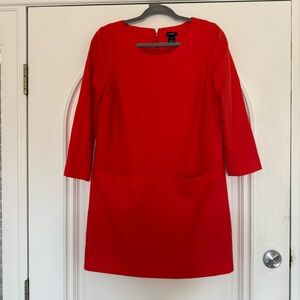 J. Crew Vibrant Red Long Sleeve Dress